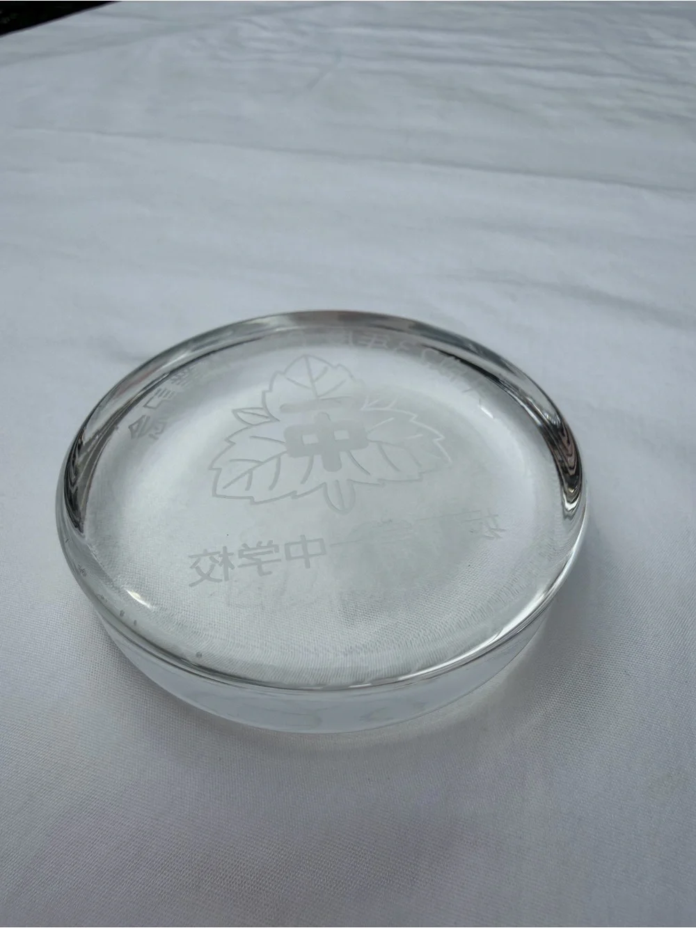 Set of 3 paperweights Art glass cheetah tortoise shell, Myrtlewood, Etched glass